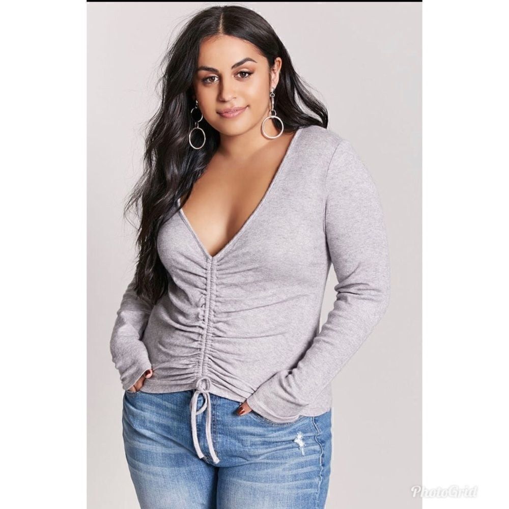 2/$30 Brushed Marled Ruched Drawstring Sweater